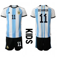 Argentina Angel Di Maria #11 Replika babykläder Hemmaställ Barn VM 2022 Kortärmad (+ korta byxor)